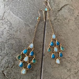 Free People Blue/Gold Chandelier Earrings